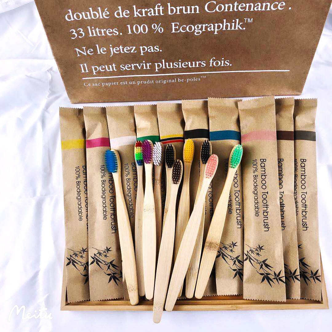 Bamboo Toothbrush - Sikat Gigi Bambu Warna Acak 5/10pcs,