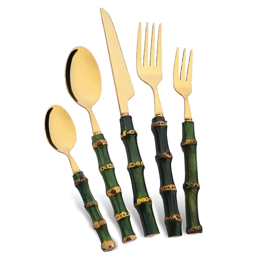 Bamboo Cutlery - 5 Buah Set Peralatan Makan Gagang
