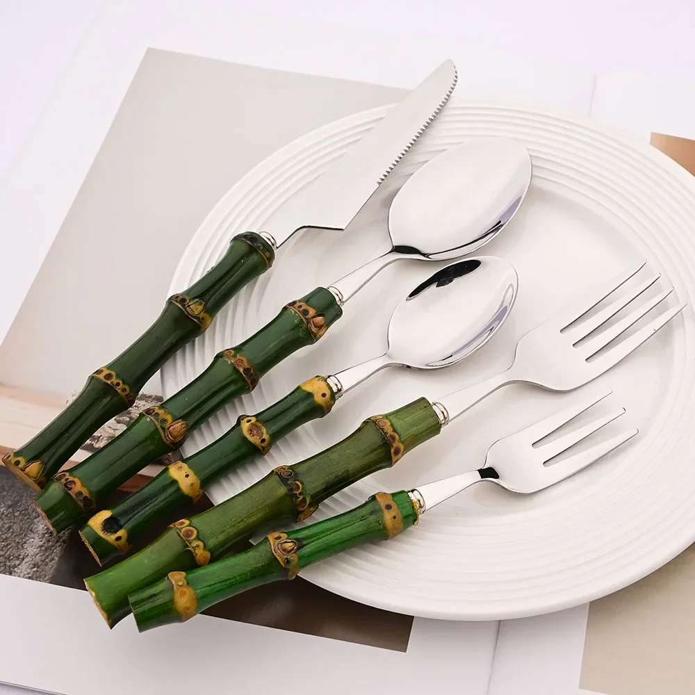 5 Buah Set Peralatan Makan Gag - Bamboo Cutlery ulasan dan harga